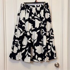 Kate Spade Black and White Floral Midi Skirt